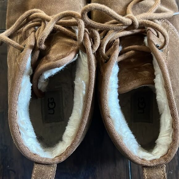 UGG NEUMEL CHESTNUT SUEDE/ SHEEPWOOL ANKLE BOOTS, WOMEN US 9 GUC - Picture 6 of 11